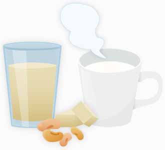 野草酵素+豆乳、野草酵素+ホットミルクのイラスト